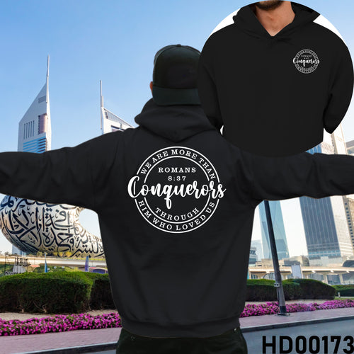 Conquerors | Romans 8:37 Christian Bible Verse Hooded Sweatshirt